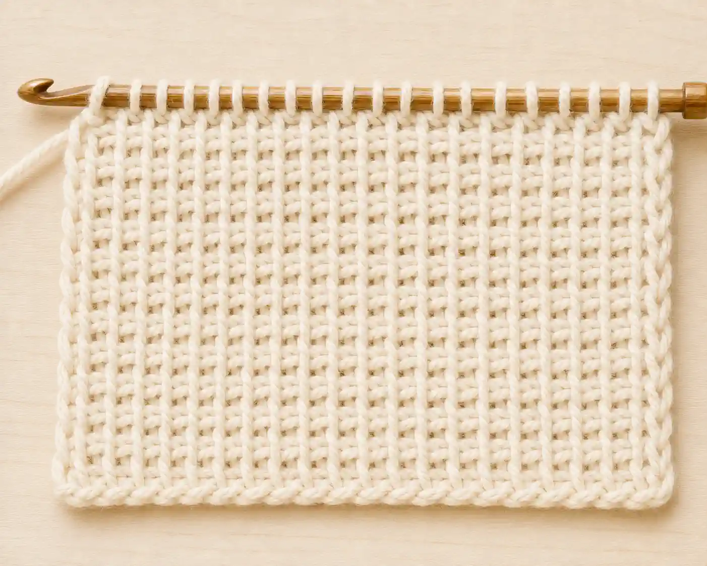 Tunisian Simple Stitch finished swatch