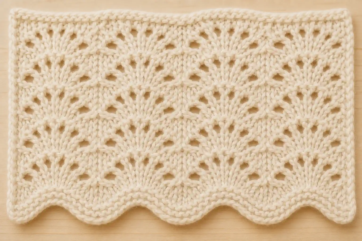 Feather and Fan Stitch finished swatch